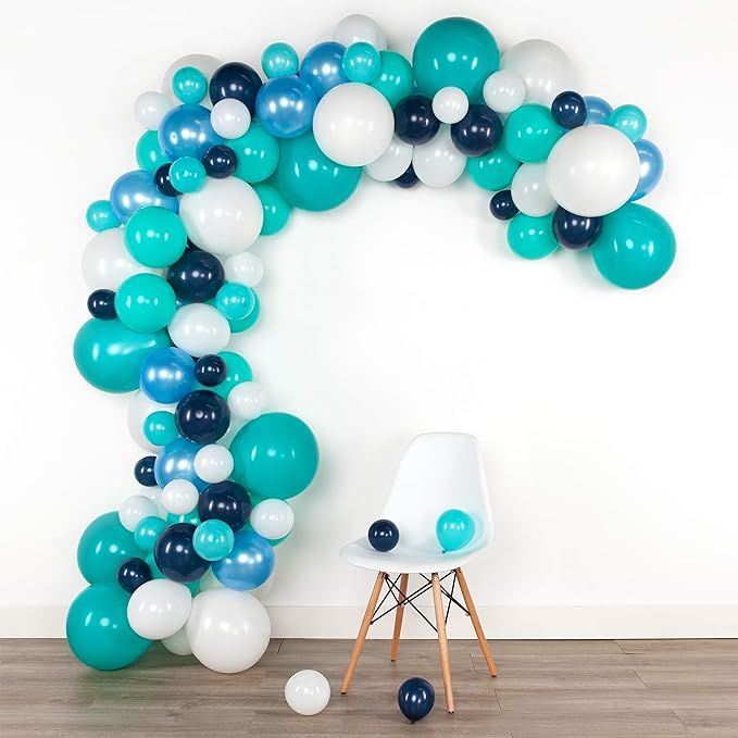 Lunar Bliss 16 ft Balloon Arch & Garland Kit | 100 Balloons, Blue, White, Tiffany Blue | Birthday... | Amazon (US)