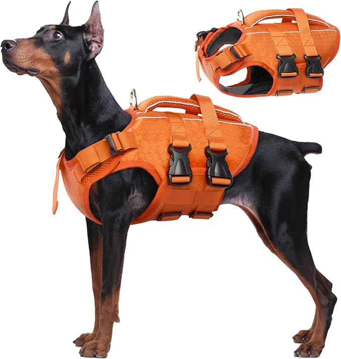 Kuoser Dog Life Jacket, High Flotation Reflective Dog Life Vest, Orange, XL | Amazon (US)