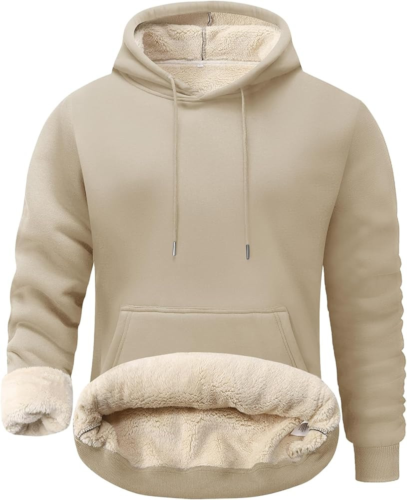 Flygo Men's Casual Fleece Sherpa Lined Hoodie Winter Warm Pullover Hooded Sweatshirt | Amazon (US)