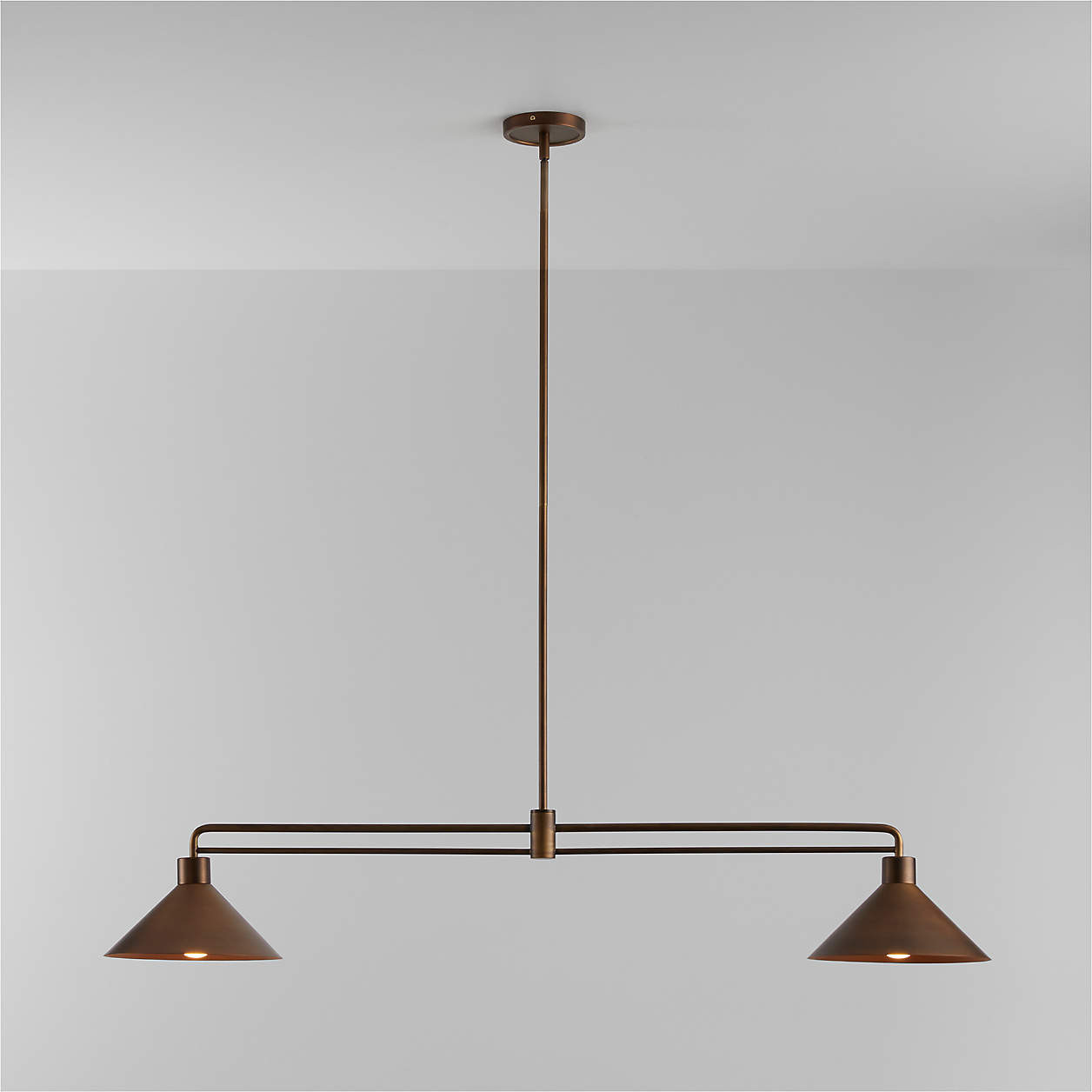 Andre Brass 2-Light Pendant 52" + Reviews | Crate & Barrel | Crate & Barrel
