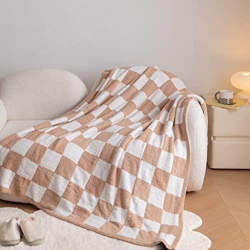 Ultra-Soft Checkered Blanket Microfiber Checkerboard Blanket Reversible, Plaid Cozy Fuzzy Chessbo... | Amazon (US)