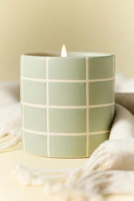Checkered Floral Golden Petals & Cashmere Ceramic Candle | Anthropologie (US)