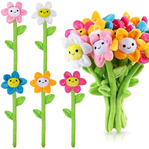 10 Pcs Plush Sunflower Flower Stuffed Bendable Stems Plush Bouquet Toy Soft Rose Flower 12.6 Inch for Christmas Classroom 2026 Mother's Day Valentines Day Girl Girlfriend Wife(10 Pcs Colorful Daisy) | Amazon (US)