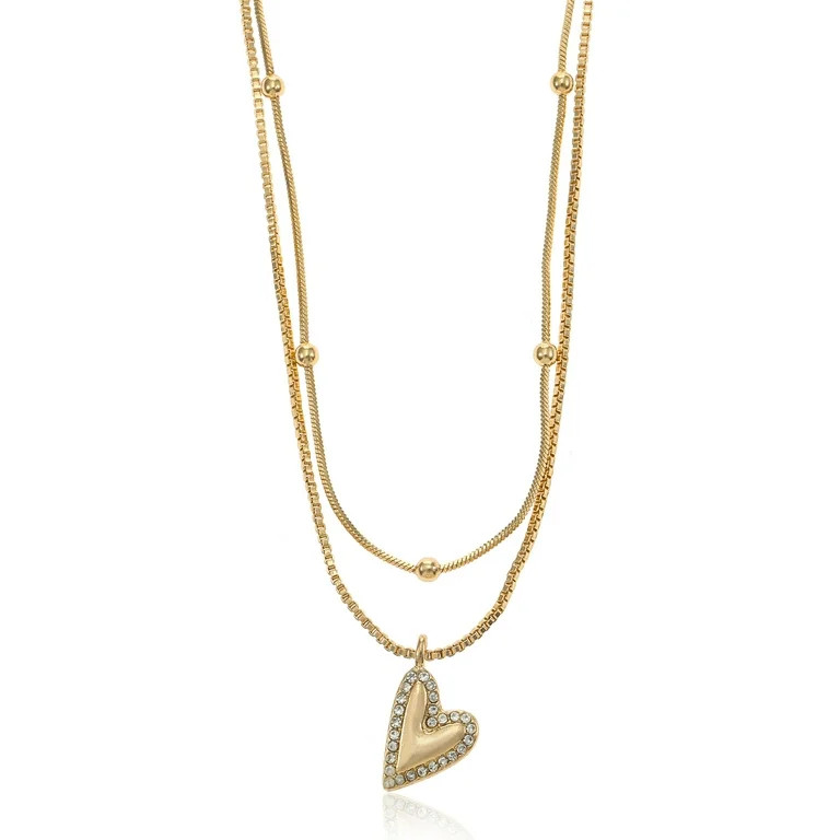 Time and Tru Goldtone Heart Motif Necklace Set, 2 Pieces | Walmart (US)