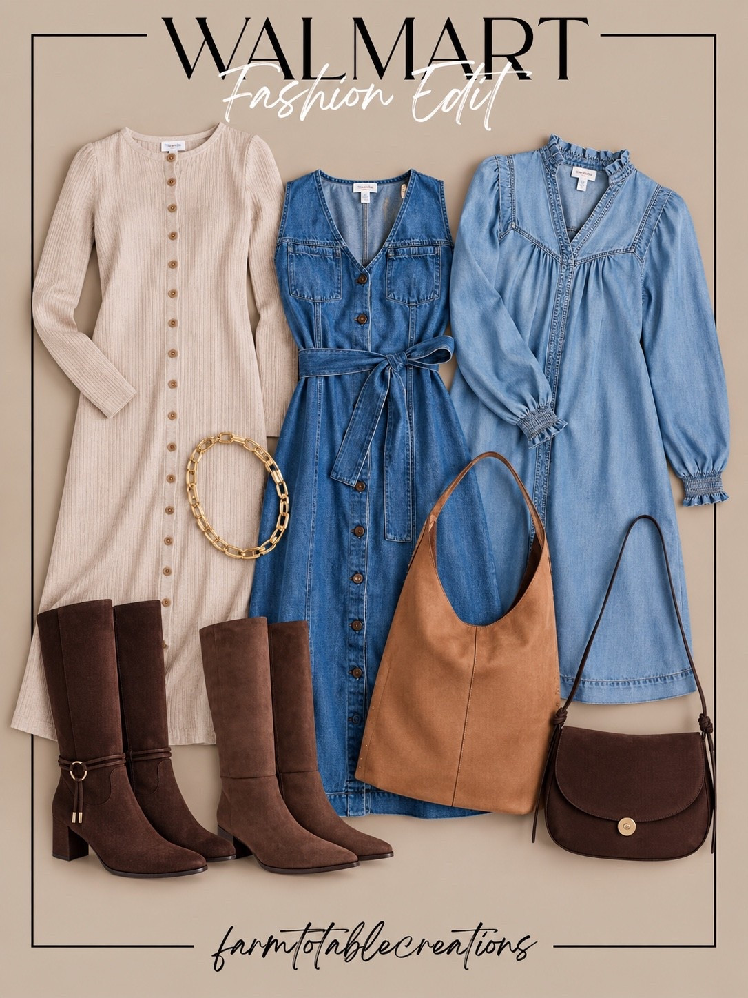 Walmart Denim Dress Edit 🤎👢

Denim dresses are such an easy way to transition into fall, and these Walmart finds are so good! From the belted midi to the feminine puff-sleeve style, these pieces give you that effortless, put-together look without needing to build an entire outfit.

Follow @farmtotablecreations on Instagram for more cozy home finds and trending decor.

Pair them with rich chocolate brown boots and a suede-inspired bag for a classic fall look, or keep things softer with warm camel accessories and simple gold jewelry. These are perfect for work, brunch, family photos, church or a casual fall weekend.

#LTKStyle #WalmartStyle #WalmartFinds #WalmartFashion #WalmartFashionFinds #DenimDress #FallFashion #FallOutfit #FallStyle #AffordableFashion #CasualChic #FallDresses #FallWardrobe #EverydayStyle #LTKFinds

#LTKOver40 #LTKSeasonal #LTKmomlife