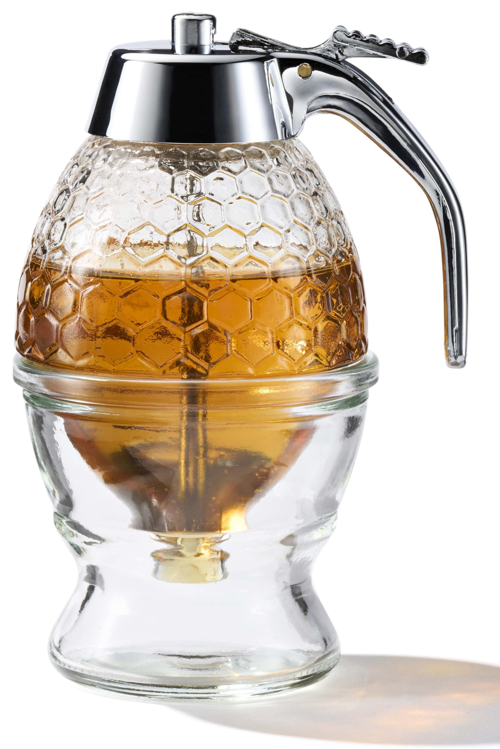 Stainless Steel Shaft, Glass Honey Dispenser, Chrome-Plated ABS Lid – No Drip Glass with Stand ... | Amazon (US)