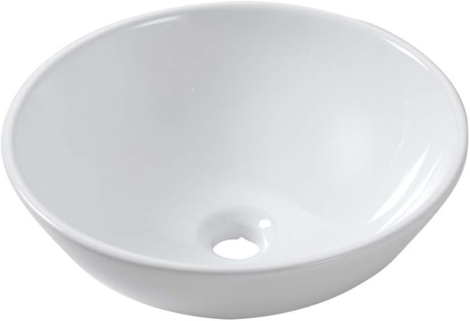 Round Bowl Vessel Sink - Lordear 16x16 Inch Modern Round Bowl Above Counter Bathroom Sink Pure Wh... | Amazon (US)