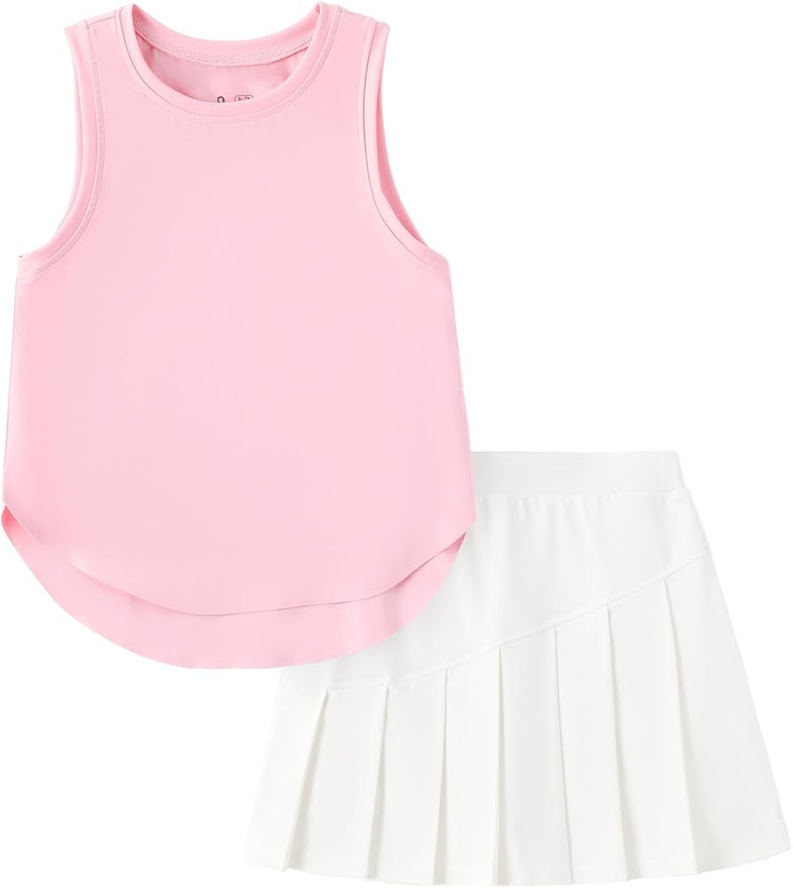 PATPAT Girls Tennis Skirt Sets Moisture Wicking Tank Tops and Pleated Skirts 2 Piece Outfits Acti... | Amazon (US)