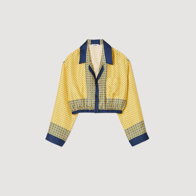 Short patterned flowing silk shirt | Sandro US | Sandro-Paris US