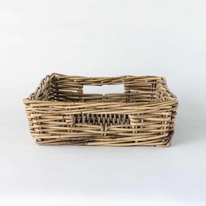 17" x 5.5" Decorative Rattan Tray with Handles Gray - Threshold™ designed with Studio McGee | Target