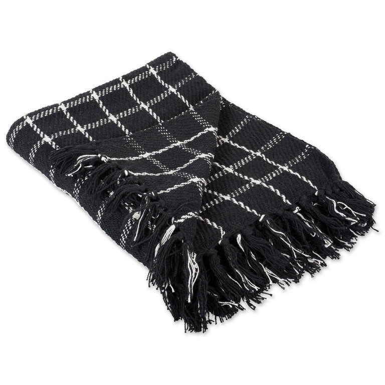 Design Imports CAMZ38501 Black Checked Plaid Blanket Throw | Walmart (US)