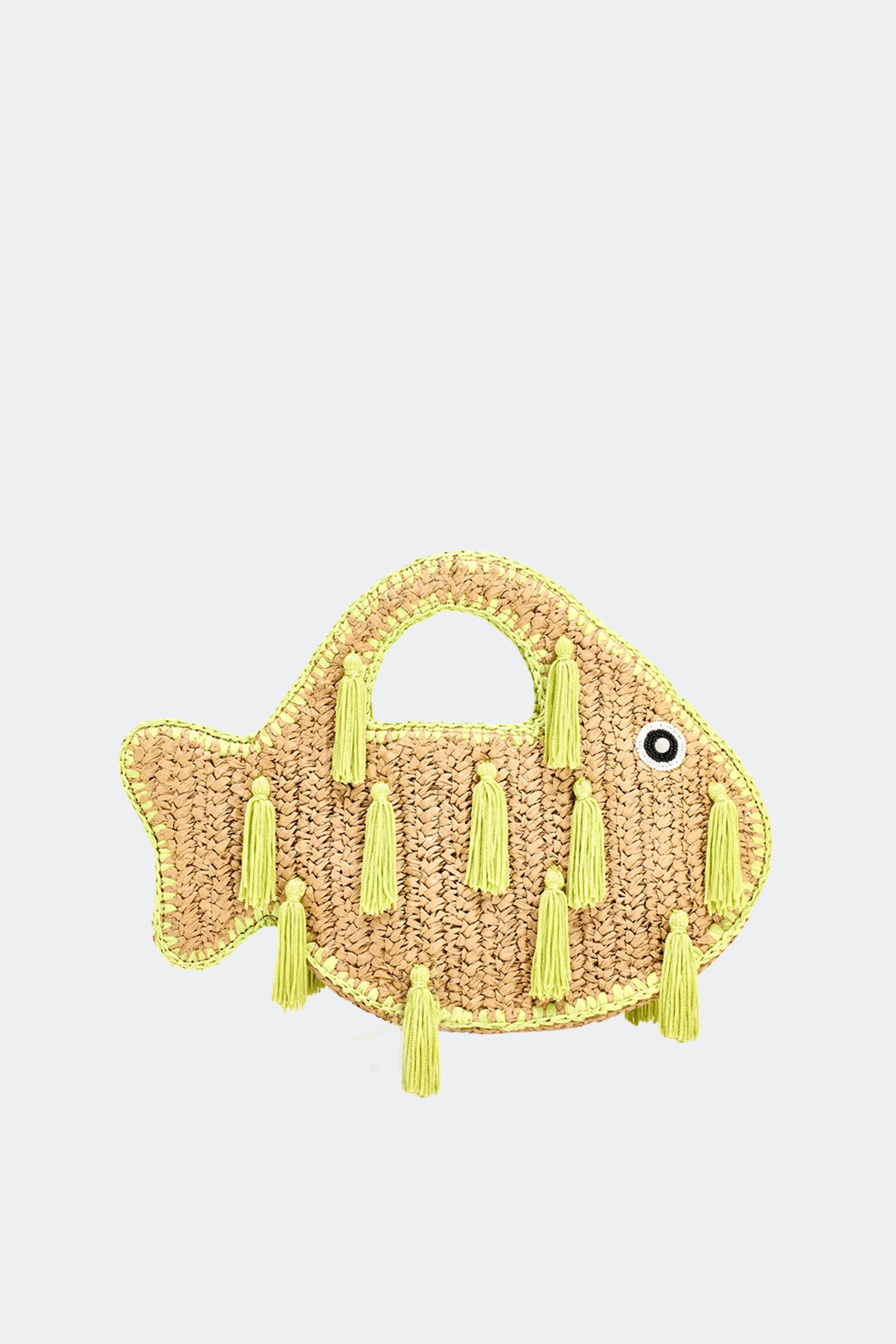 Tassel Fish Bag in Natural/Lime | Simon Miller