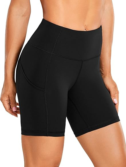 CRZ YOGA Women's Naked Feeling Light Running Shorts 6 Inches - High Waisted Gym Biker Compression... | Amazon (US)