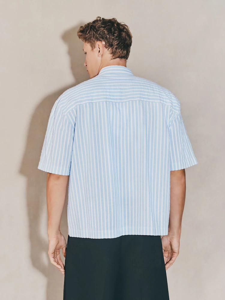 Blue EDIT Boxy Seersucker Stripe Shirt | Next EU