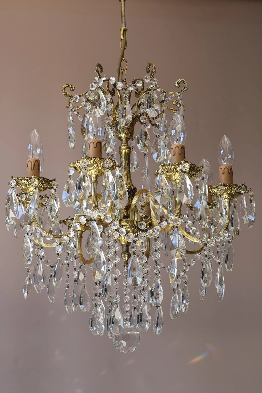 Antique French Style Vintage Crystal Chandelier Hollywood - Etsy | Etsy (US)