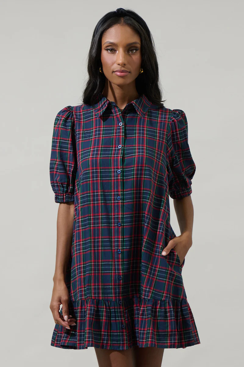 Chapman Plaid Levy Button Down Shift Dress | Sugarlips