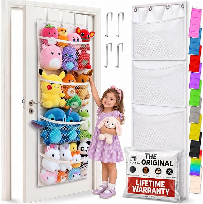 Honeyera The Original Stuffed Animal Storage (Patented) - Over Door Organizer for Stuffies, Baby ... | Amazon (US)