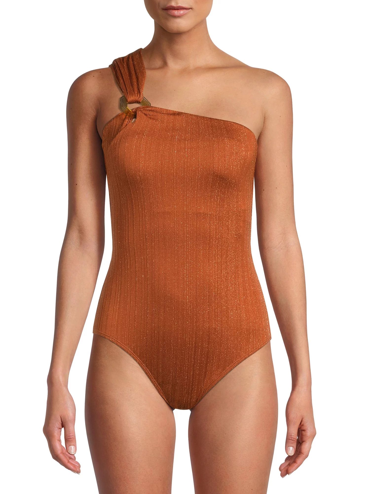 Time and Tru Women's One Shoulder One Piece Swimsuit - Walmart.com | Walmart (US)