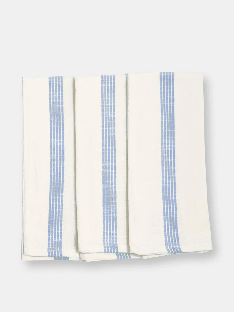 Blue 3-line Stripe Kitchen Towel Set of 3 | Verishop