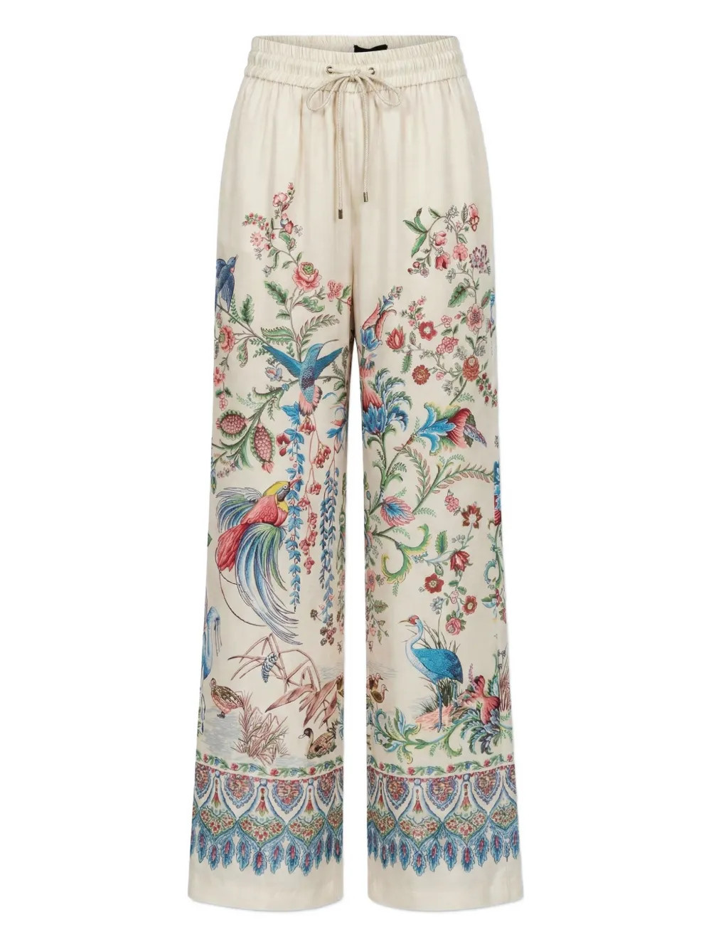 ETRO wide-leg trousers with placed flora and fauna print - Neutrals | Farfetch Global
