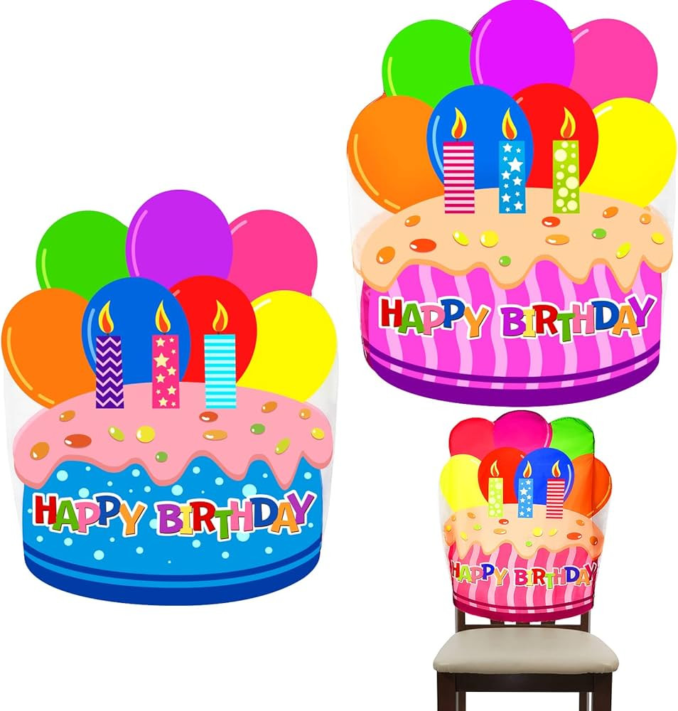 Frienda 2 Pieces Chair Cover Birthday Chair Cover for Kids Colorful Birthday Seat Decor for Class... | Amazon (US)