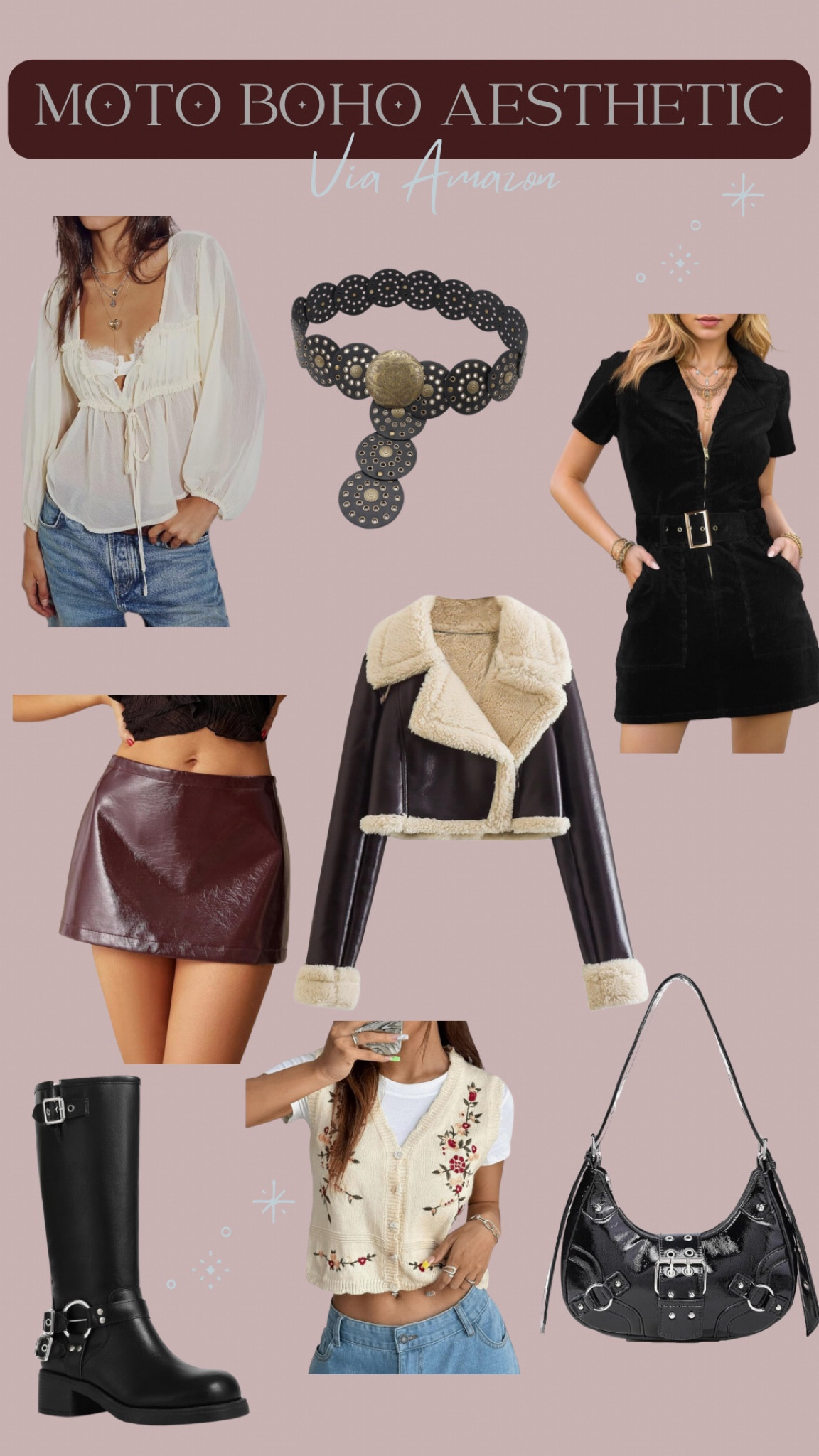 Moto Boho Aesthetic 🖤
Boho, biker, leather jacket, leather mini skirt, boho belt, flowy shirt, mini dress, buckle boots, sweater tank top, trending, fashion, icon, clean girl, boss babe

#LTKstyletip #LTKSeasonal #LTKsalealert