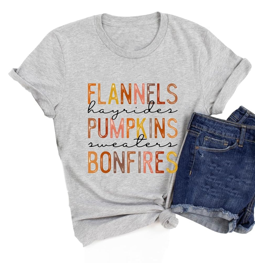 Ykomow Fall Pumpkin Shirts Womens Casual Autumn Thanksgiving Graphic Tees Halloween Tops | Amazon (US)