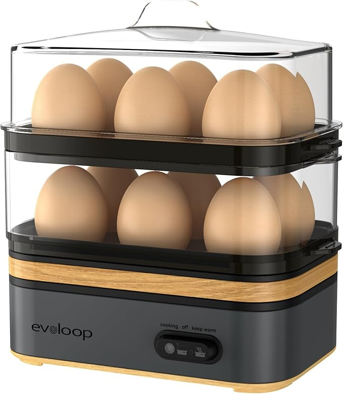 Evoloop Rapid Egg Cooker Electric 12 Eggs Capacity, Soft, Medium, Hard Boiled, Poached, Omelet Ma... | Amazon (US)