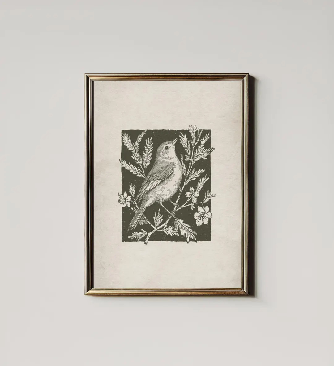 PRINTABLE Green Antique Winter Bird Print, Minimalist Neutral Farmhouse Dining Room Decor, Nurser... | Etsy (US)