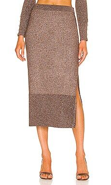 MILLY Side Slit Skirt in Rose Gold from Revolve.com | Revolve Clothing (Global)
