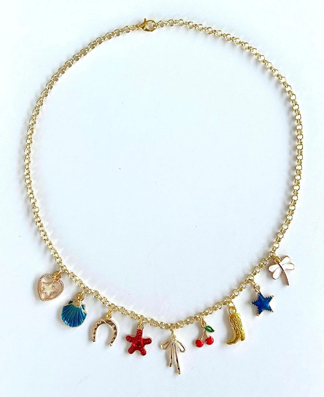 USA Charm Necklace - Fourth of July Charm Necklace - Summer Charm Necklace - Holiday Charm Neckla... | Etsy (US)