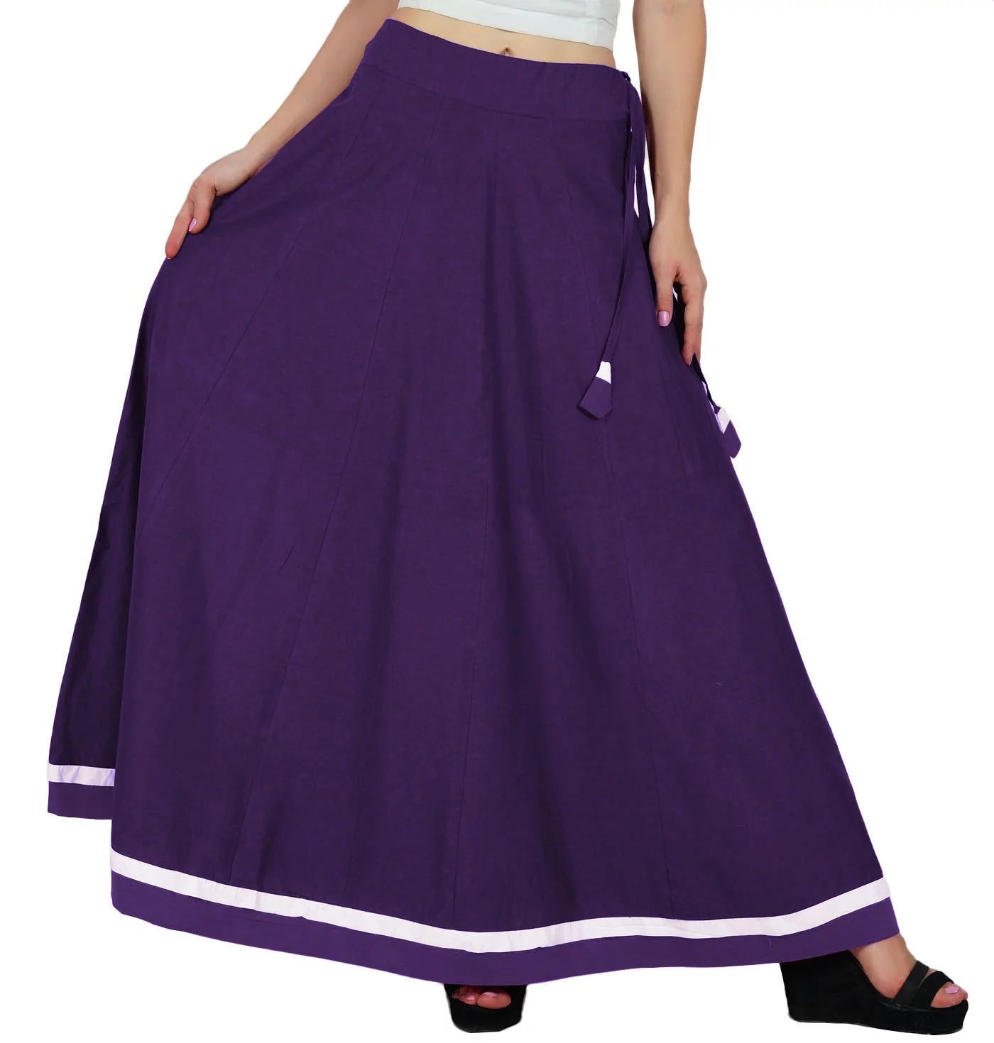 Bimba Women Long Boho Maxi Skirt Cotton Flared Skirts With Drawstring Waist - Walmart.com | Walmart (US)