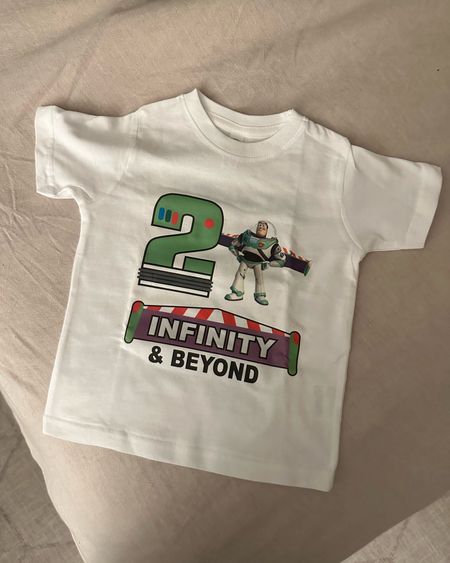 Ollie’s custom birthday tee // says his name on the back with a large “2” 💚💜 he loved this! Order ahead of time to allow for shipping!

Two infinity & beyond, birthday party, buzz birthday, Toy Story birthday 

#LTKkids