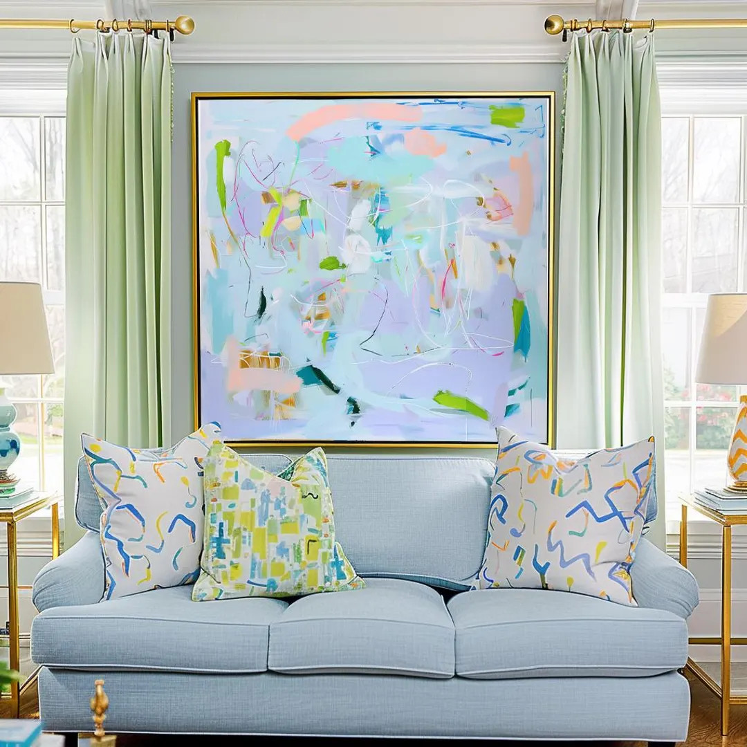 Gouda Abstract Canvas Art: Coral, Blue, Green - Palm Beach Style - Etsy | Etsy (US)