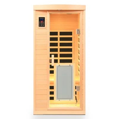 Low EMF Front Door With Heating Panel One People Hemlock Far-Infrared Indoor Sauna Room | Wayfair North America
