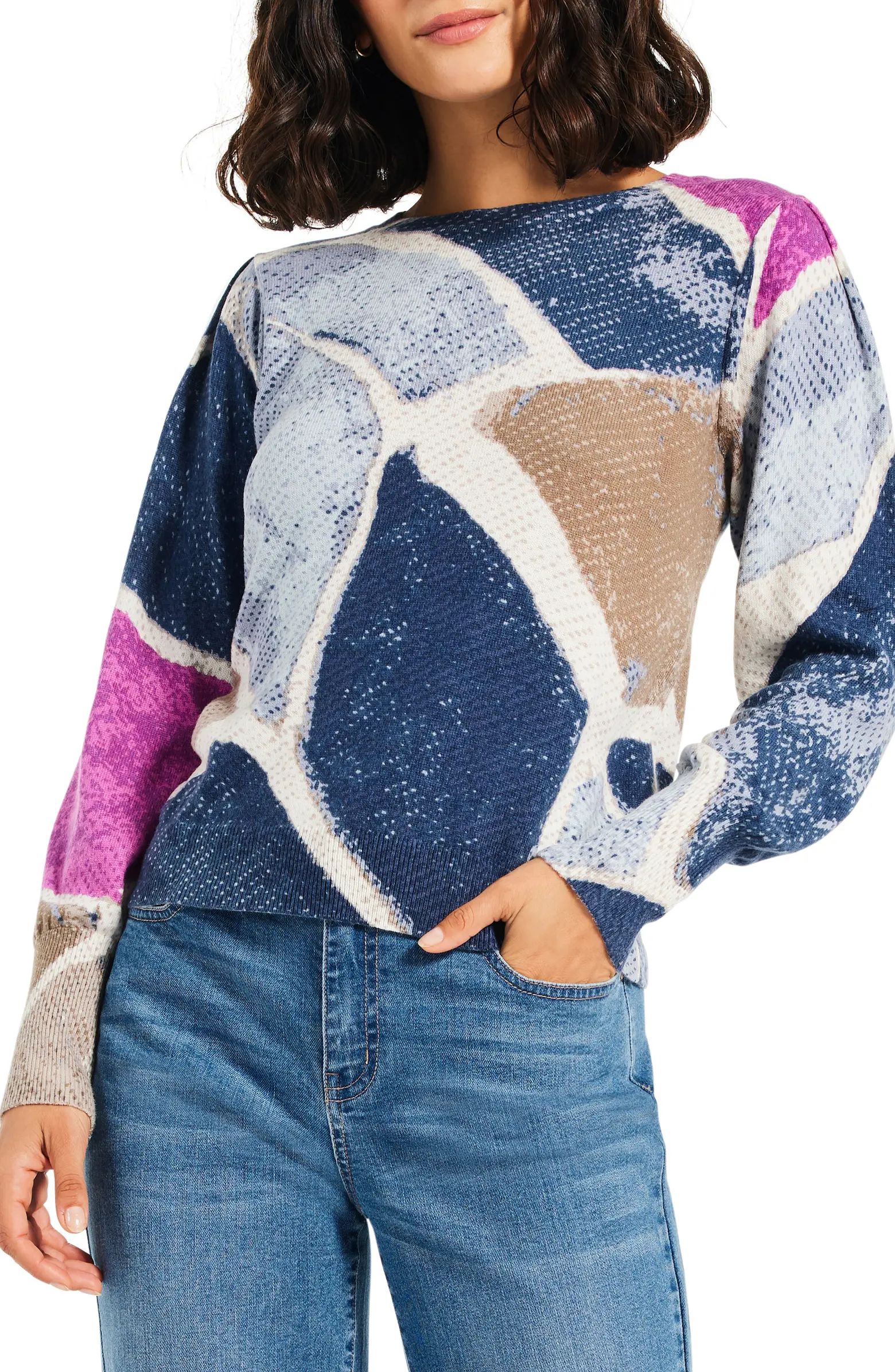 Pattern Puff Shoulder Sweater | Nordstrom