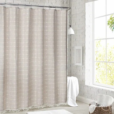Boho Waterproof Plaid Shower Curtains with Tassel for Bathroom | Wayfair North America