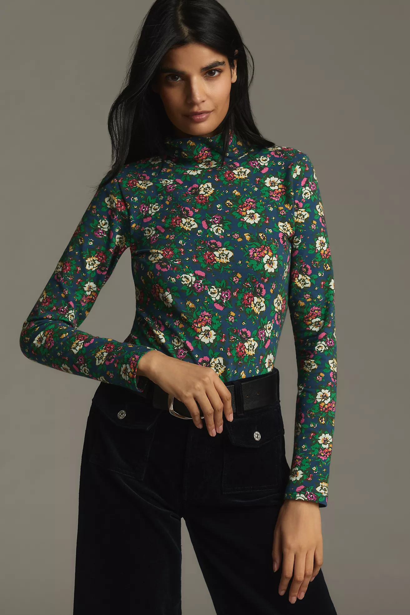 Maeve Printed Turtleneck Long-Sleeve Tee | Anthropologie (US)