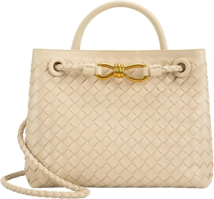 Woven Tote Bag for Women Leather Shoulder Handbag Designer Top Handle Purses | Amazon (US)