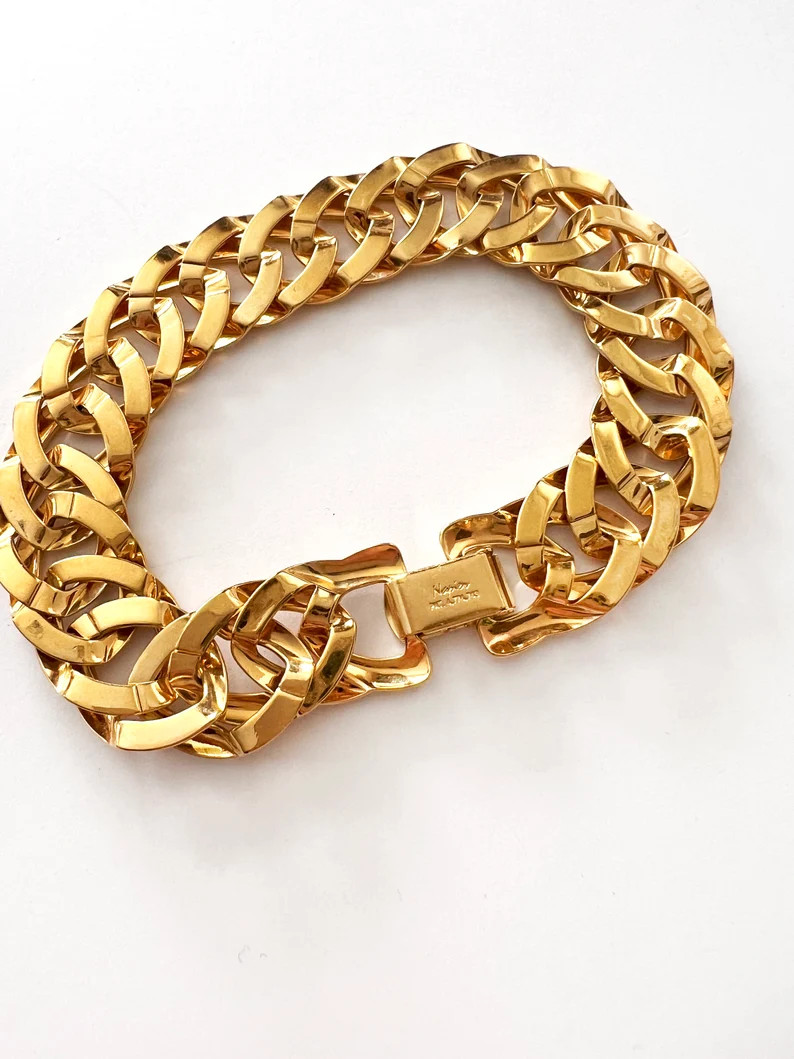 Vintage Napier Gold Tone Chain Necklace and Bracelet - Etsy | Etsy (US)