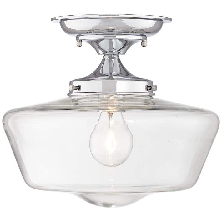 Schoolhouse Floating 12"W Chrome Clear Glass Ceiling Light - #32R72 | Lamps Plus | Lamps Plus
