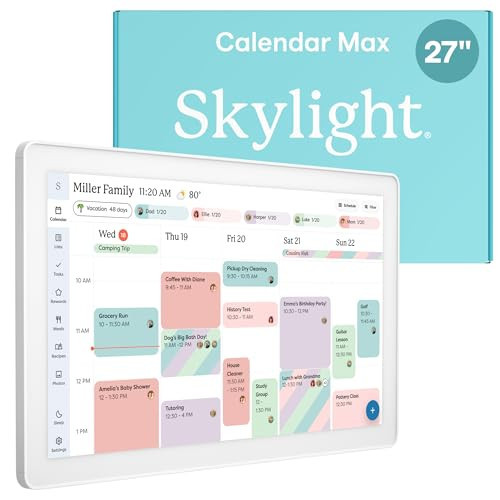Skylight Calendar Max: 27-Inch Smart Digital Calendar & Chore Chart, Family Organizer with Interactive Touchscreen Display – Wall Mountable in Portrait or Landscape, Classic White Frame | Amazon (US)