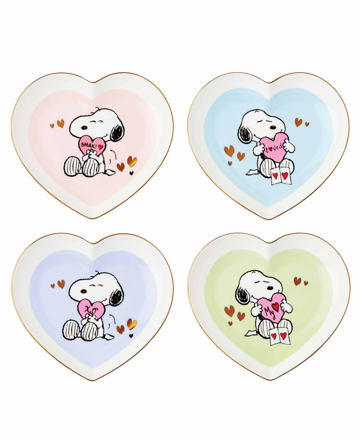 Lenox Snoopy Valentine's Day Heart Plates, Set of 4 - Multi | Macy's