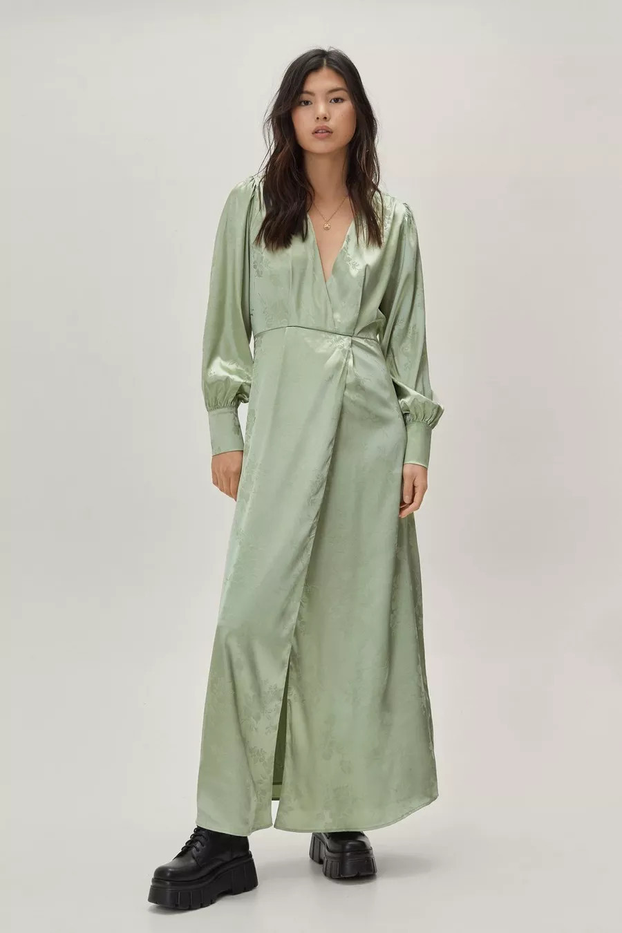 Jacquard Long Sleeve Maxi Dress | Nasty Gal US