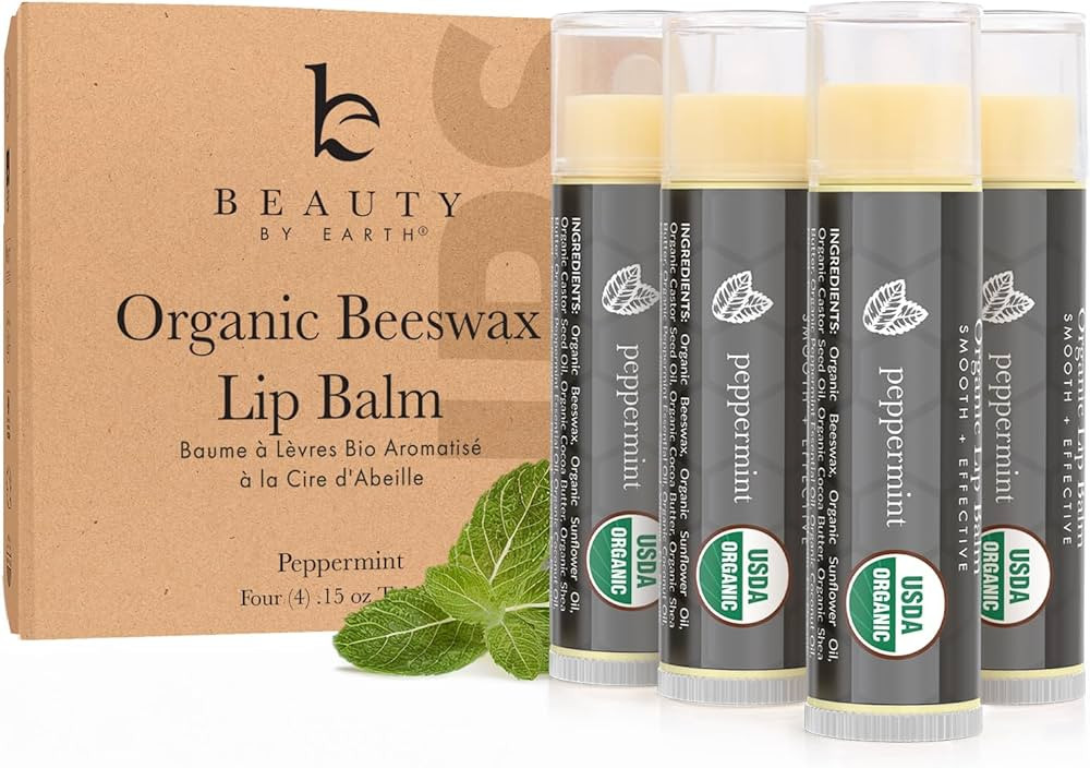 USDA Organic Peppermint Lip Balm - USA Made with Natural Ingredients, Chapstick for Dry Lips, Bir... | Amazon (US)