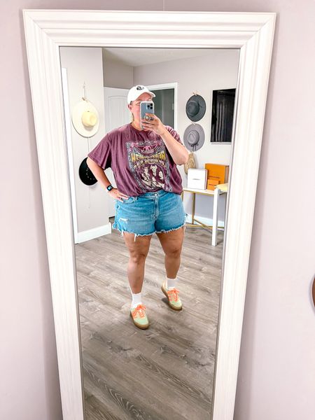 Jean shorts with an oversized tee are perfectly styled with some cute casual colorful sneakers! 

Plus size summer outfit 
Plus size Jean shorts 
Plus size graphic tee
oversized graphic tee
Plus size oversized graphic tee 
Plus size summer outfit 