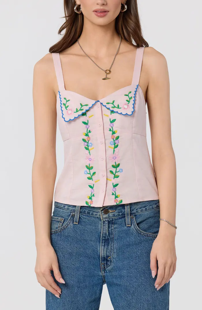 Shayna Floral Embroidered Button-Up Top | Nordstrom