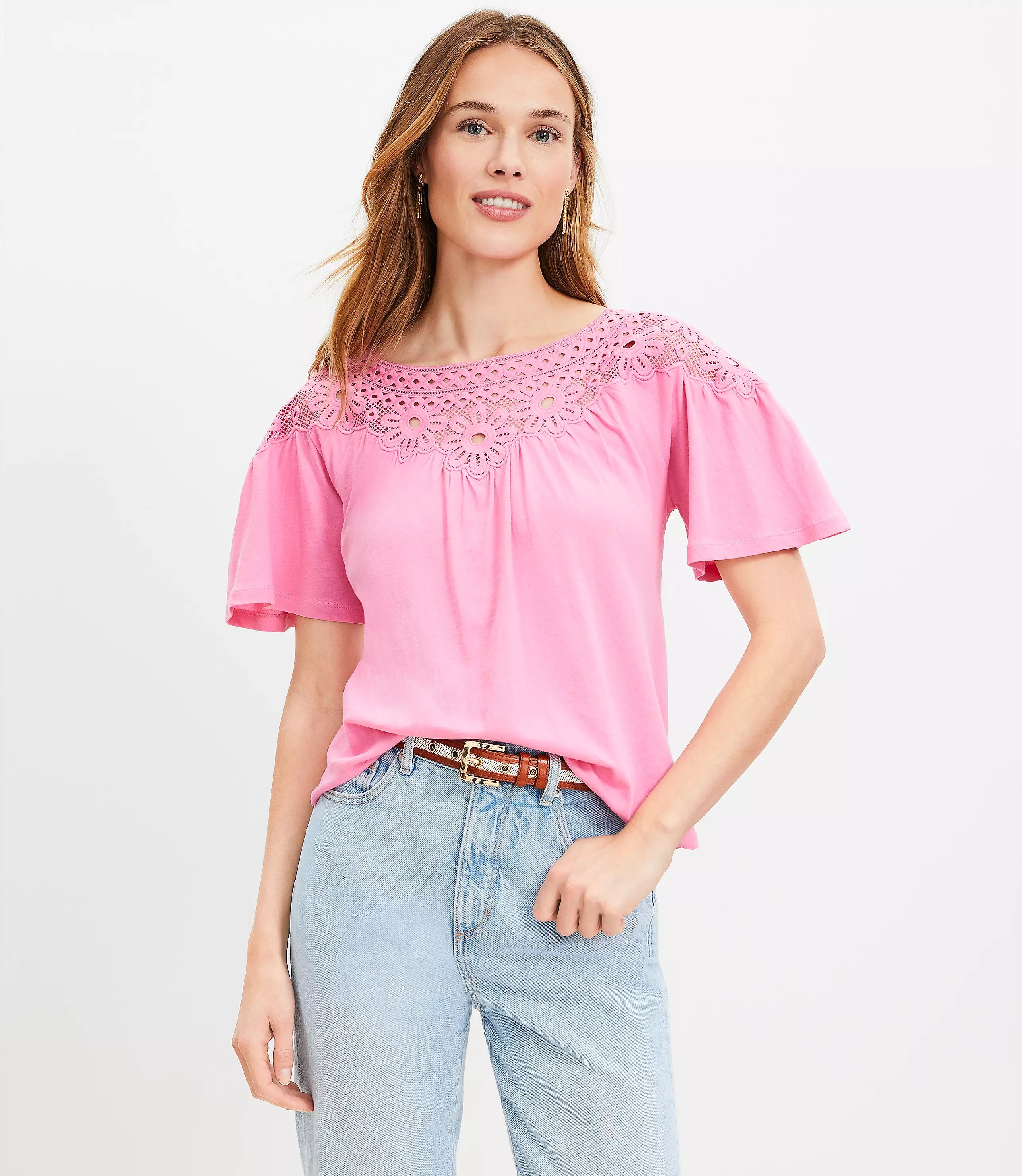 Lace Yoke Top | LOFT