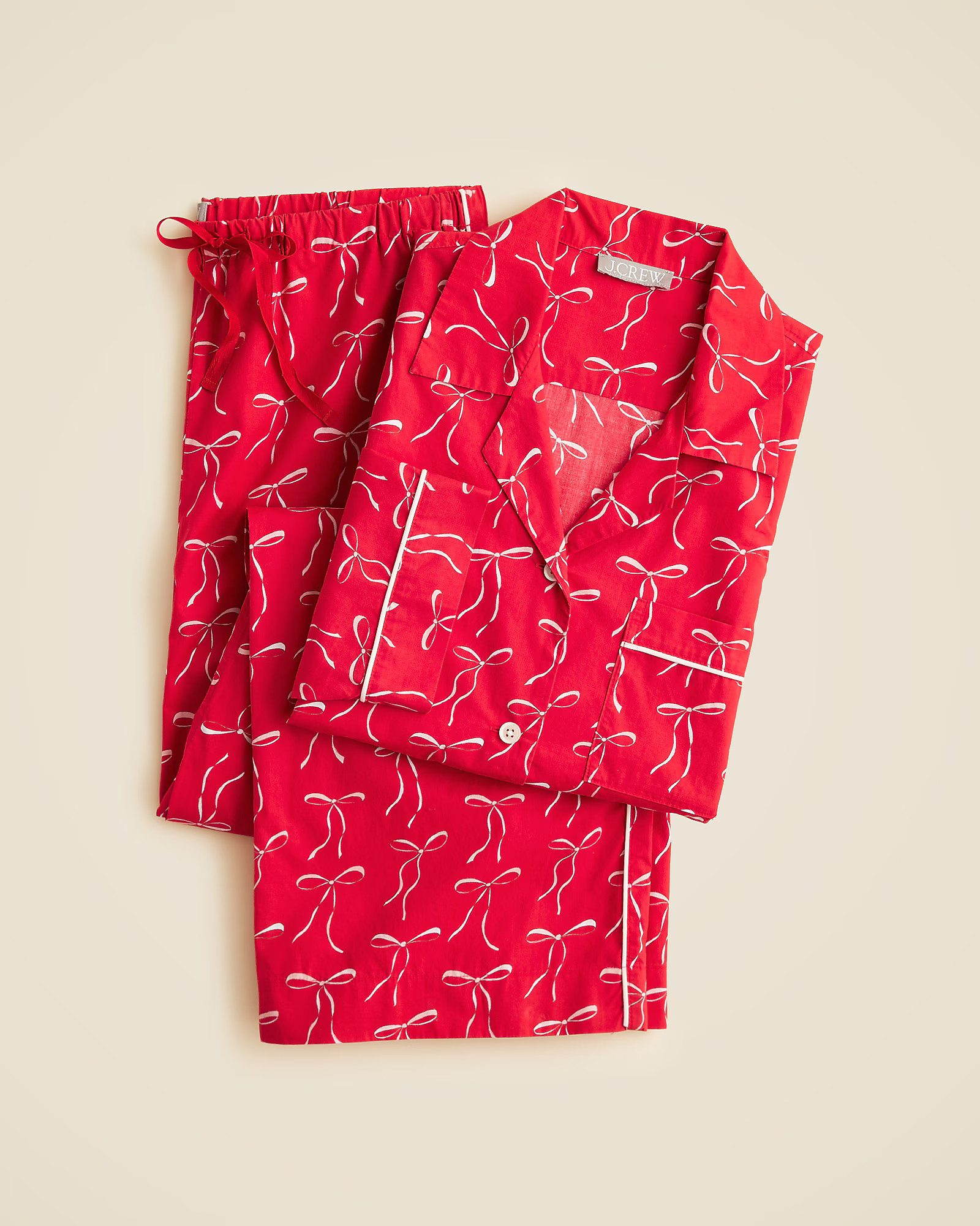 Cotton poplin pajama pant set in vintage bow print | J. Crew US
