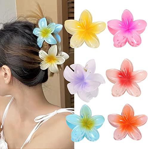 6pcs Flower Claw Clip, Large Hair Claw Clips for Thick Hair Thin Hair, Flower Hair Clips for Women Girls, Non Slip Strong Hold Hair Catch Clamps Barrettes Headwear Accessories (6 Colors) | Amazon (US)